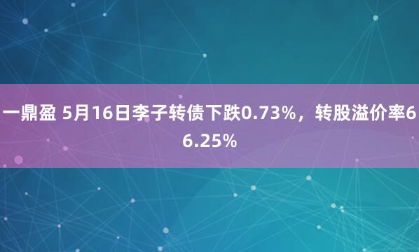 一鼎盈 5月16日李子转债下跌0.73%，转股溢价率66.25%